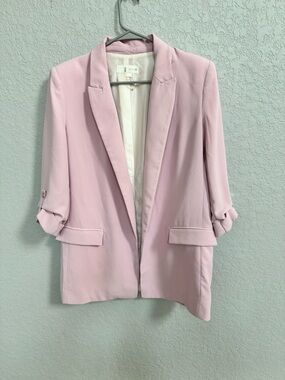 Zara pink  open-front blazer with cuffed 3/4 sleeves Size Large